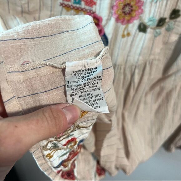 Johnny Was Cotton Eilona Embroidered Blouse - Picture 9 of 10